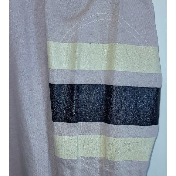 We The Free People Game Time Henley Top Long Sleeve Large Lavender Arm Stripes - Picture 4 of 14